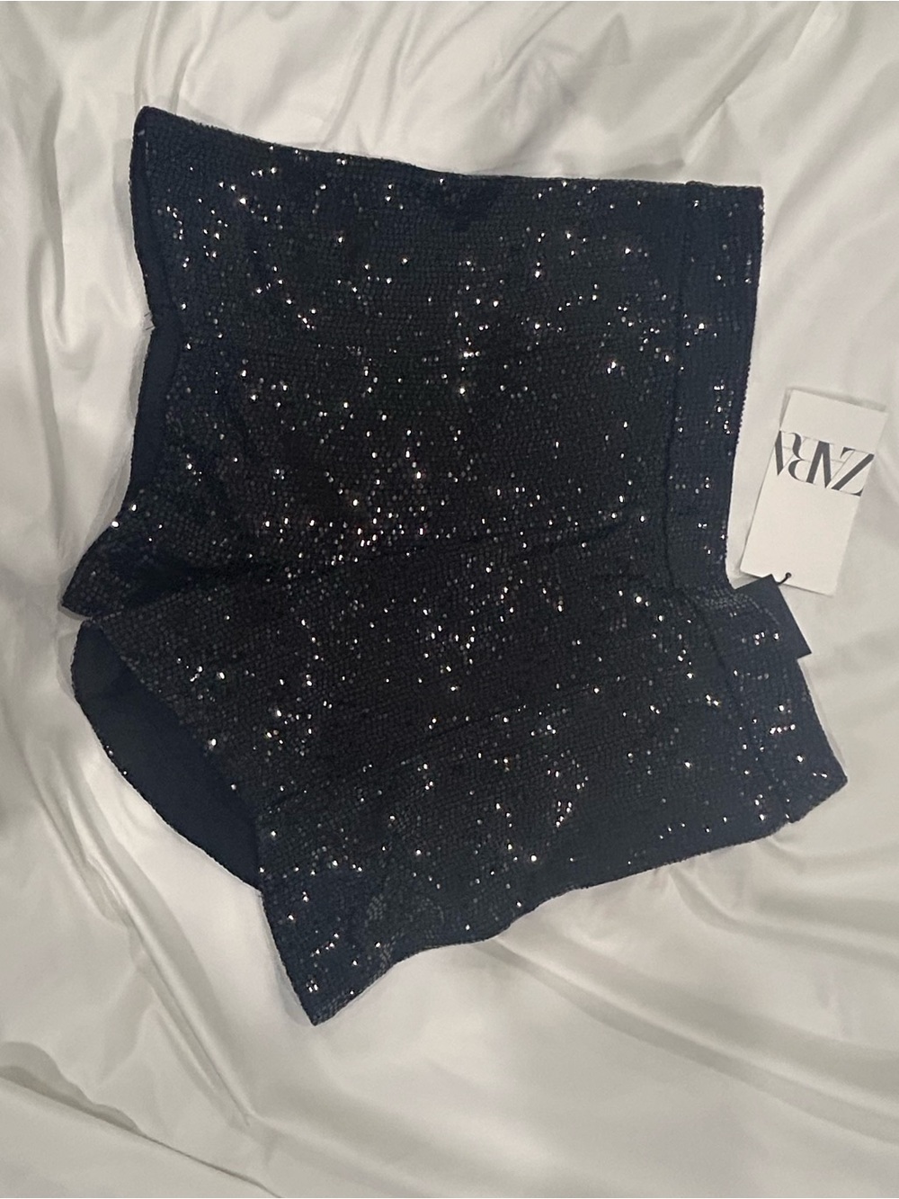 ZARA Black Sparkle High-Waist Shorts